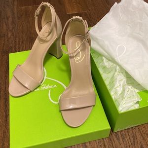 Sam Edelman Yaro Block Nude Heels with Ankle Strap Size 6.5 Wide New!